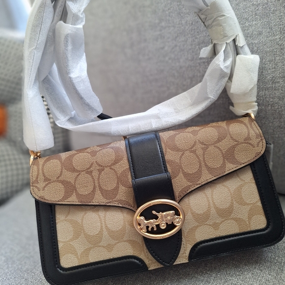BRAND NEW Coach Georgie Shoulder Bag in Blocked Signature Canvas RARE - Picture 5 of 12